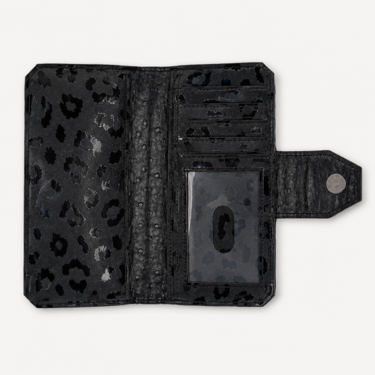 Black Leopard Tall Wallet