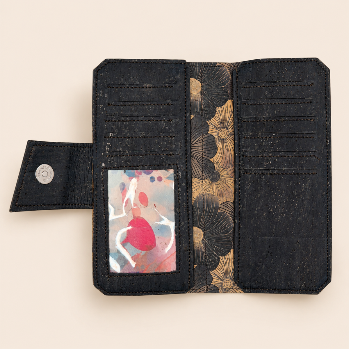 Floral Cork Tall Wallet