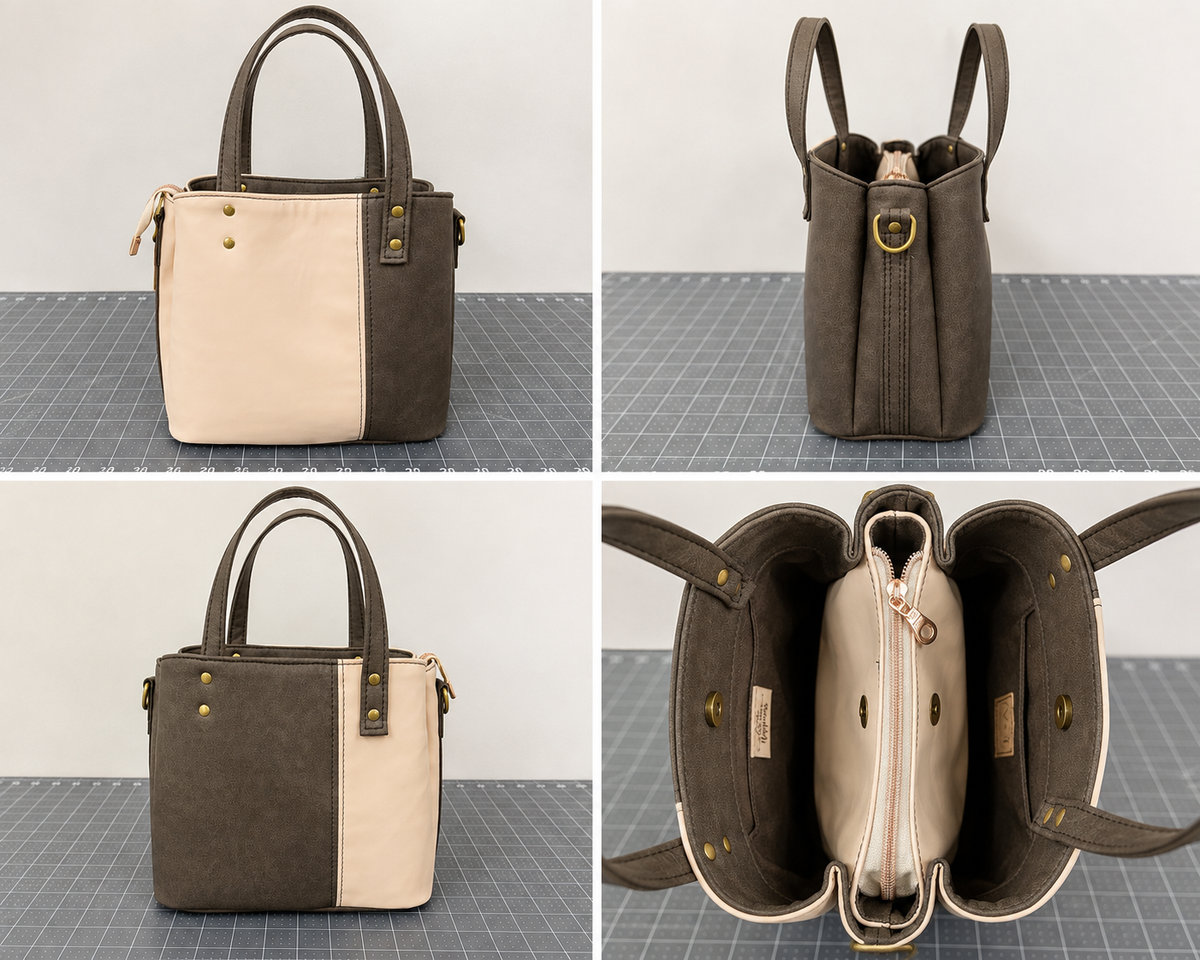 The Ella Divider Handbag/Crossbody - Cream & Brown