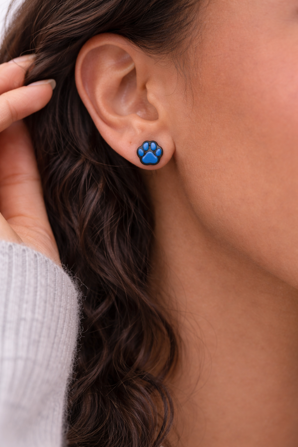 🐾 Little Blue Paw Studs