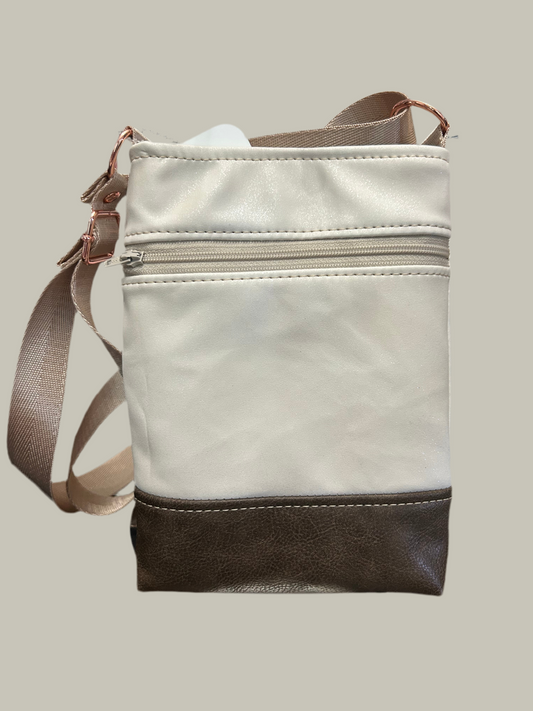 Cream vegan leather cellphone crossbody