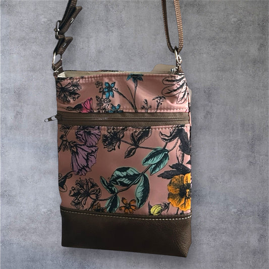 Peach floral cellphone crossbody