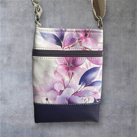 Purple floral cellphone crossbody