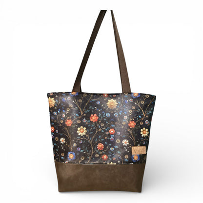 Midnight Blue Floral Tote and Jr Notebook Set