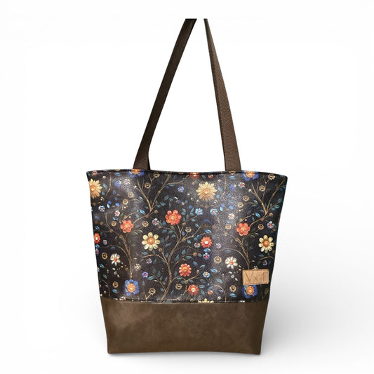 Midnight Blue Floral Tote and Jr Notebook Set