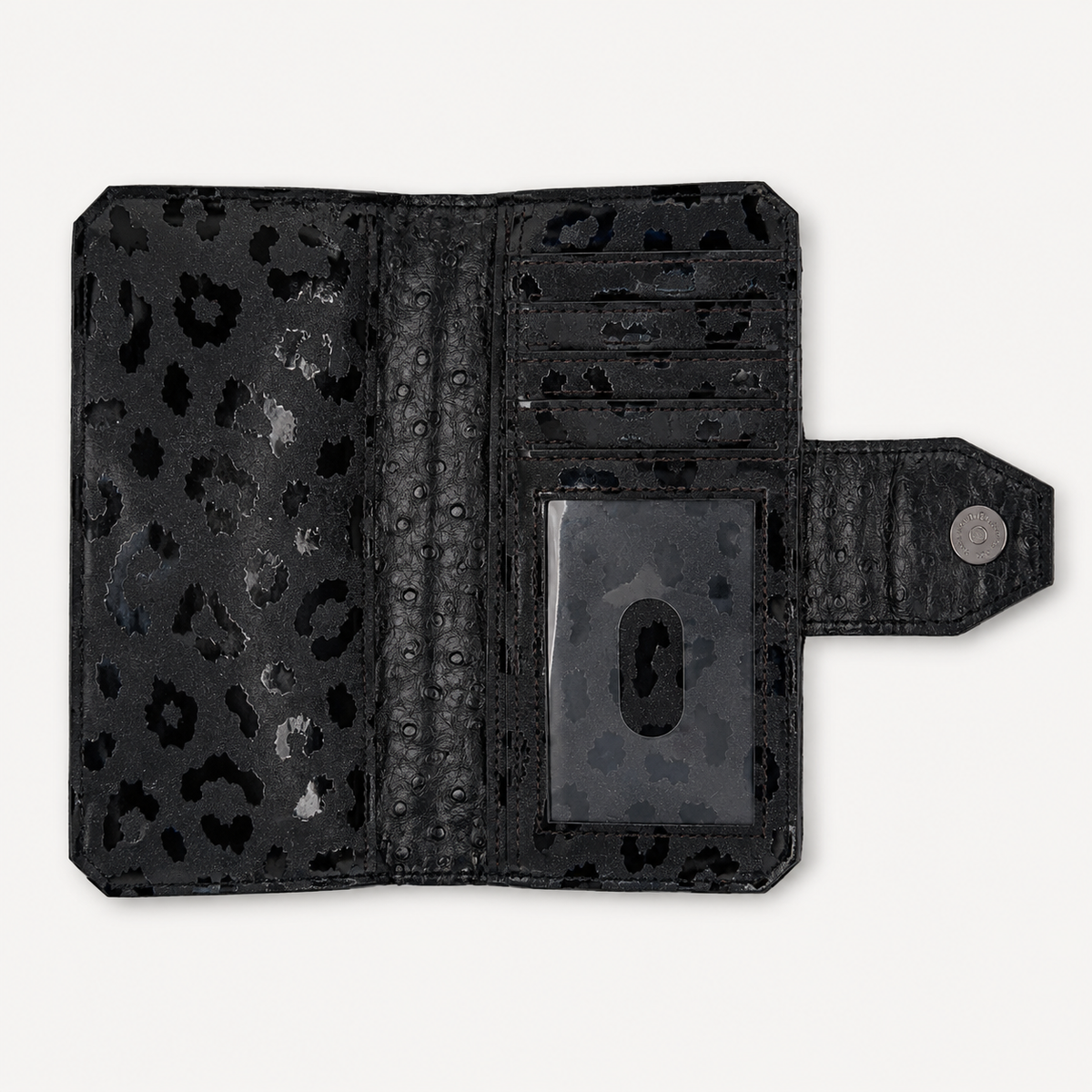 Black Leopard Tall Wallet