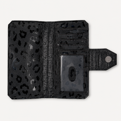 Black Leopard Tall Wallet