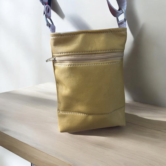 Mustard vegan leather cellphone crossbody