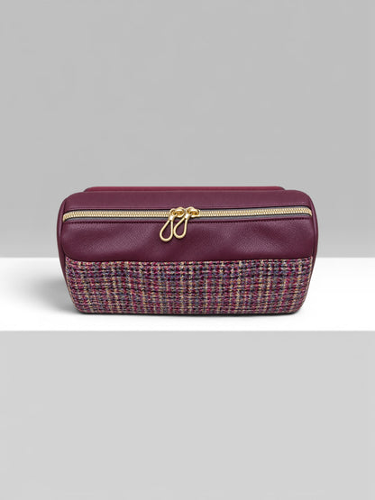 Ailsa Barrel Bag - Raspberry Harris Tweed