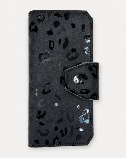Black Leopard Tall Wallet