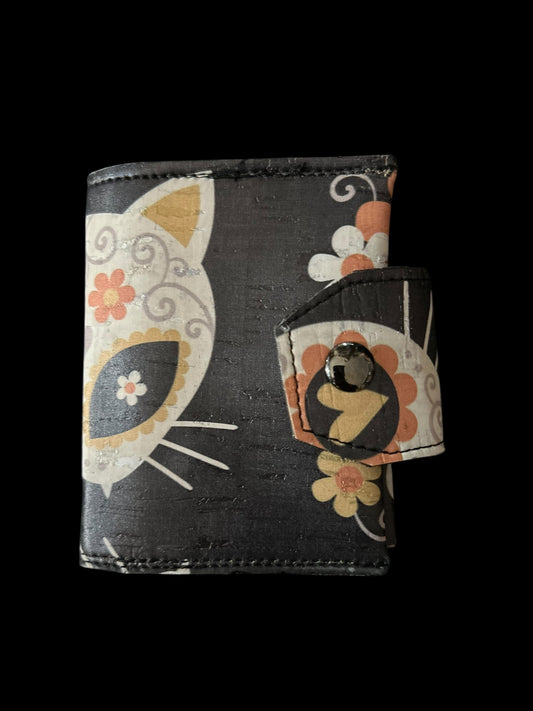 Skull Kitties Cork Keyclip Wallet w/Zipper