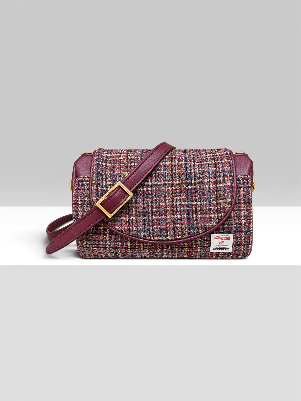 Ailsa Barrel Bag - Raspberry Harris Tweed