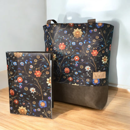 Midnight Blue Floral Tote and Jr Notebook Set