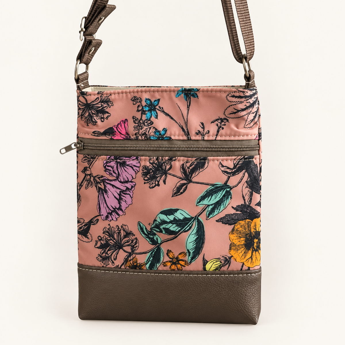 Peach floral cellphone crossbody