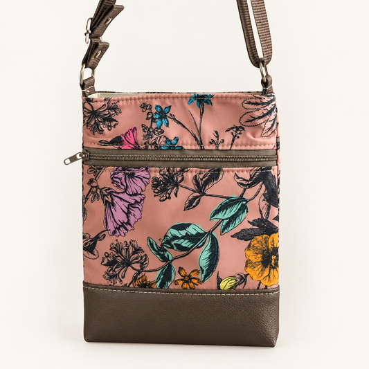 Peach floral cellphone crossbody