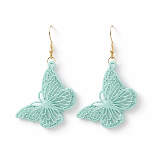 🦋 Mint Flutter Butterfly Earrings
