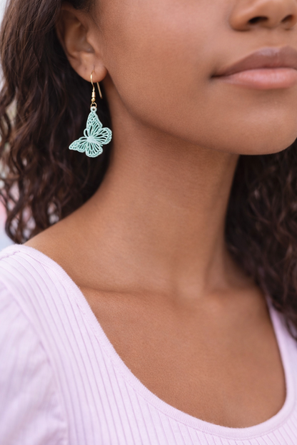 🦋 Mint Flutter Butterfly Earrings