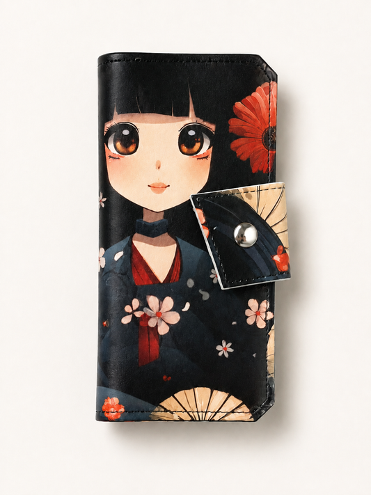 Midnight Bloom Tall Wallet