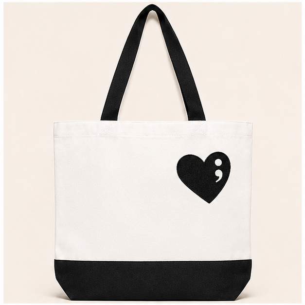 Semicolon Heart Tote