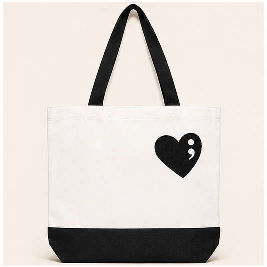Semicolon Heart Tote